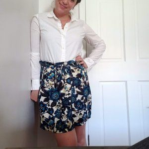 The Loft Blue Floral Skirt (Cinched Waist-Size M)